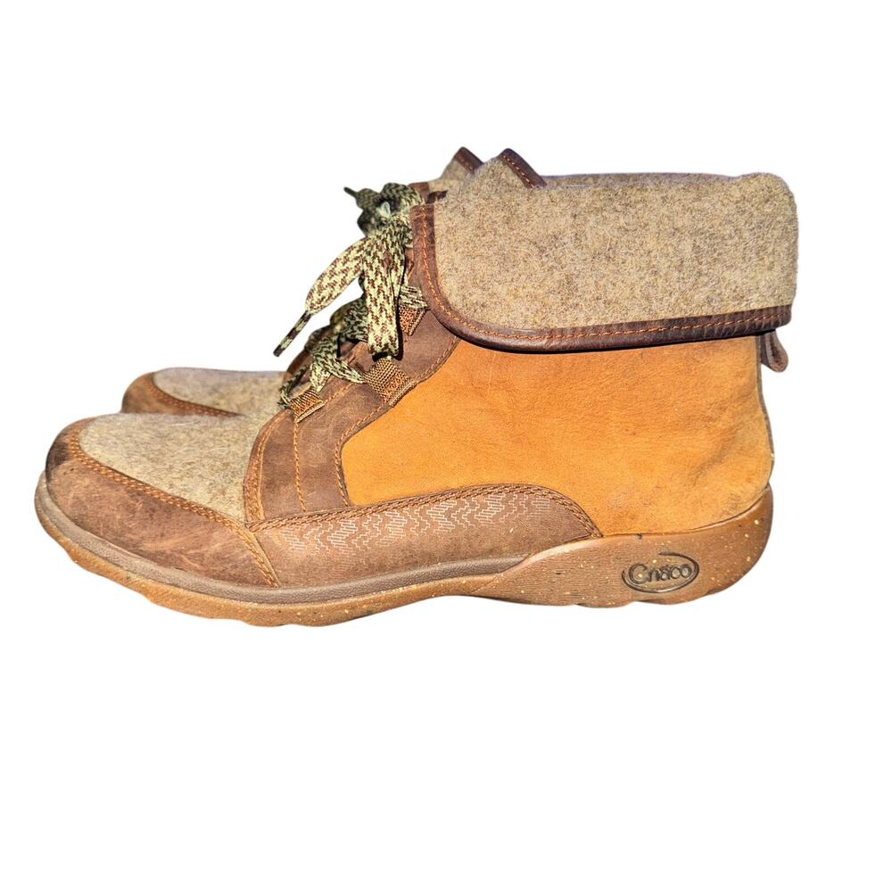 Chaco Barbary Casual Boots Women's Size 10.5 Pinecone Brown Leather Wool WP